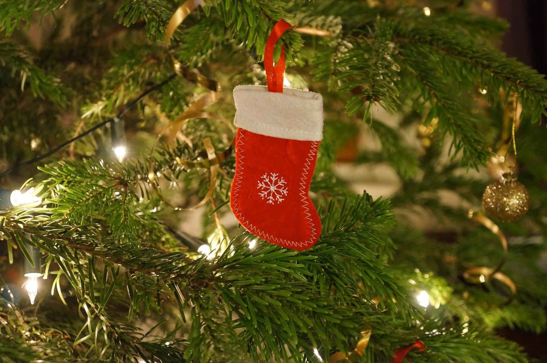 Stocking on a holiday tree